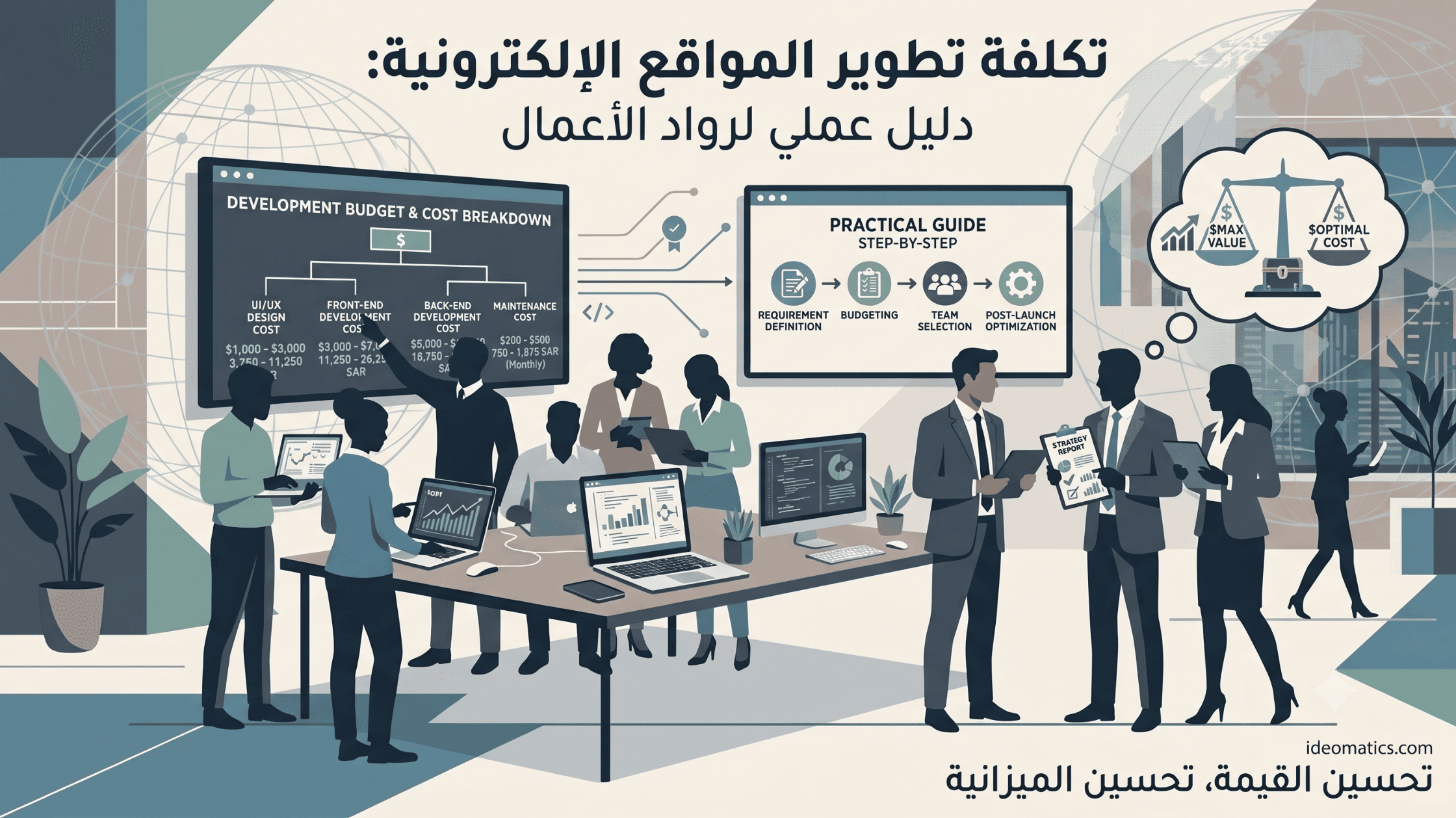 تكلفة تطوير المواقع الإلكترونية: دليل عملي لرواد الأعمال